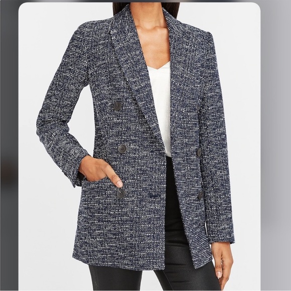 Express Double Breasted Boucle Blazer NWT - Picture 5 of 10